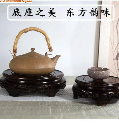 Eco-friendly Wooden Plant Stand Exquisite Carved Bonsai Holder Vase Flower Pot Sorting Table Shelf Home Decoration Wood Pedestal