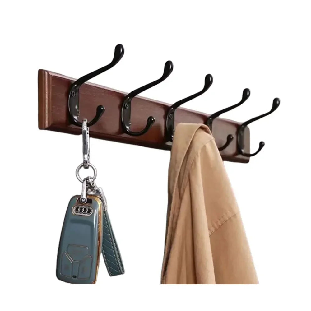 Bedroom Door Rear Solid Wood Hook Wall Hanger Hook Coat Rack Perforated Clothes Hook Closet Organizador Home Decoration