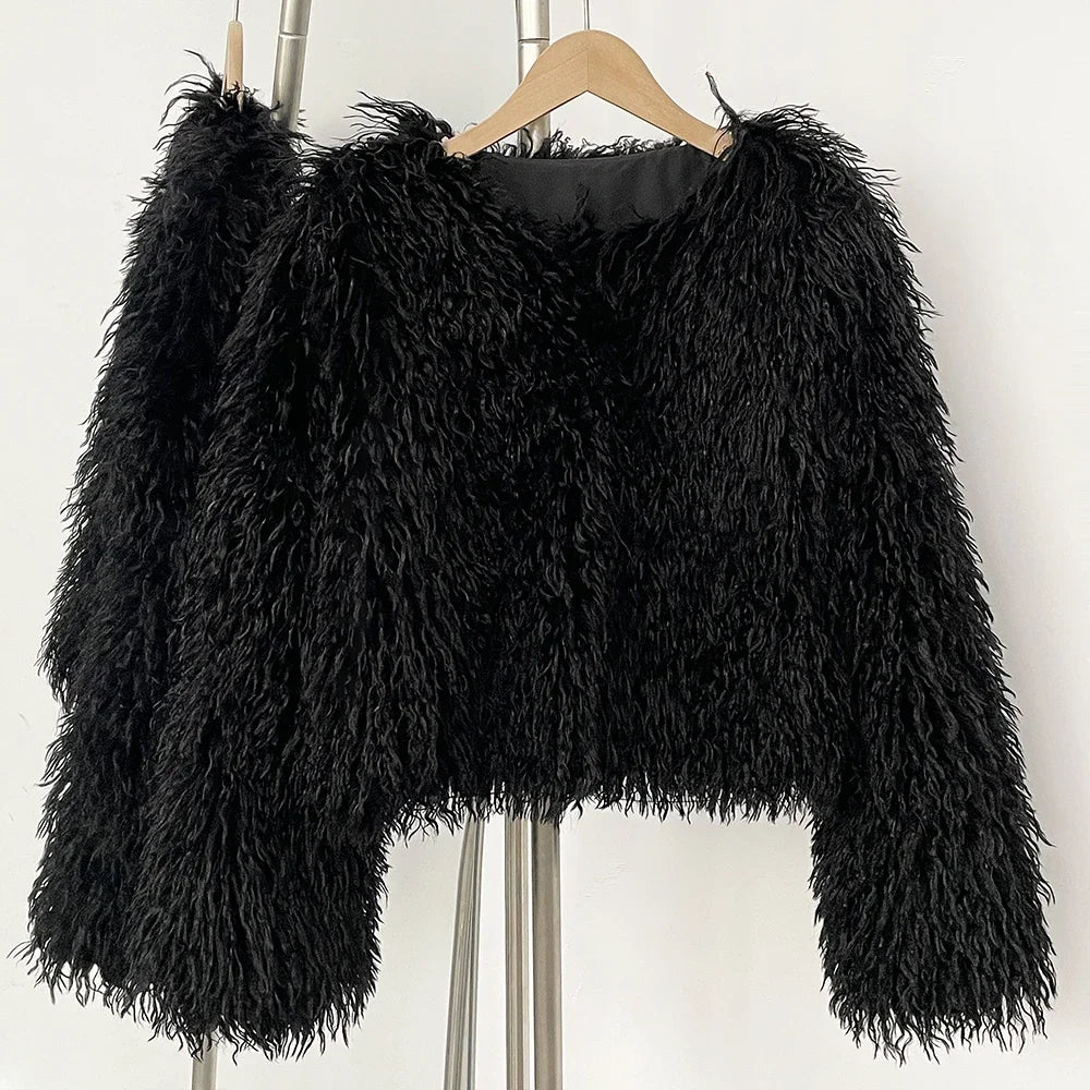 Fur Coat Eco-friendly Fur Jacket New Style Solid Color Women Clothing Cropped Jacket Direct From Manufacturer Eco-friendly Fur