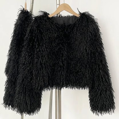 Fur Coat Eco-friendly Fur Jacket New Style Solid Color Women Clothing Cropped Jacket Direct From Manufacturer Eco-friendly Fur
