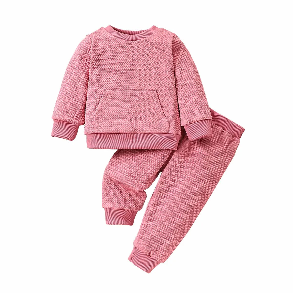 2-piece set of fashionable and casual round neck long sleeved hoodie and pants for baby girls in autumn
