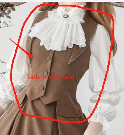 Autumn Winter Clothing Set Ladies Elegant Long Sleeve White Shirt Blouses Retro Vest with Fishbone Skirt Lolita 3 Piece Outfits