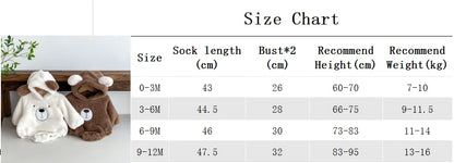 Baby Hooded Romper Bear Ears Cute Plush Baby Clothes Winter 0-2 Years Old Korean version Baby Clothes Baby Romper