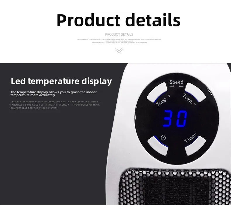 Eco Plug in Electric Heater Wall Outlet Space Heater with Energy Efficient Low Noise Room Heater Portable Heaters for Indoor Use