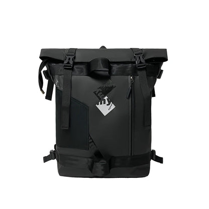 Men's Functional Black Backpack Trend Canvas Patchwork Design Backpack Large Capacity Travel Backpacks for Men Casual School Bag