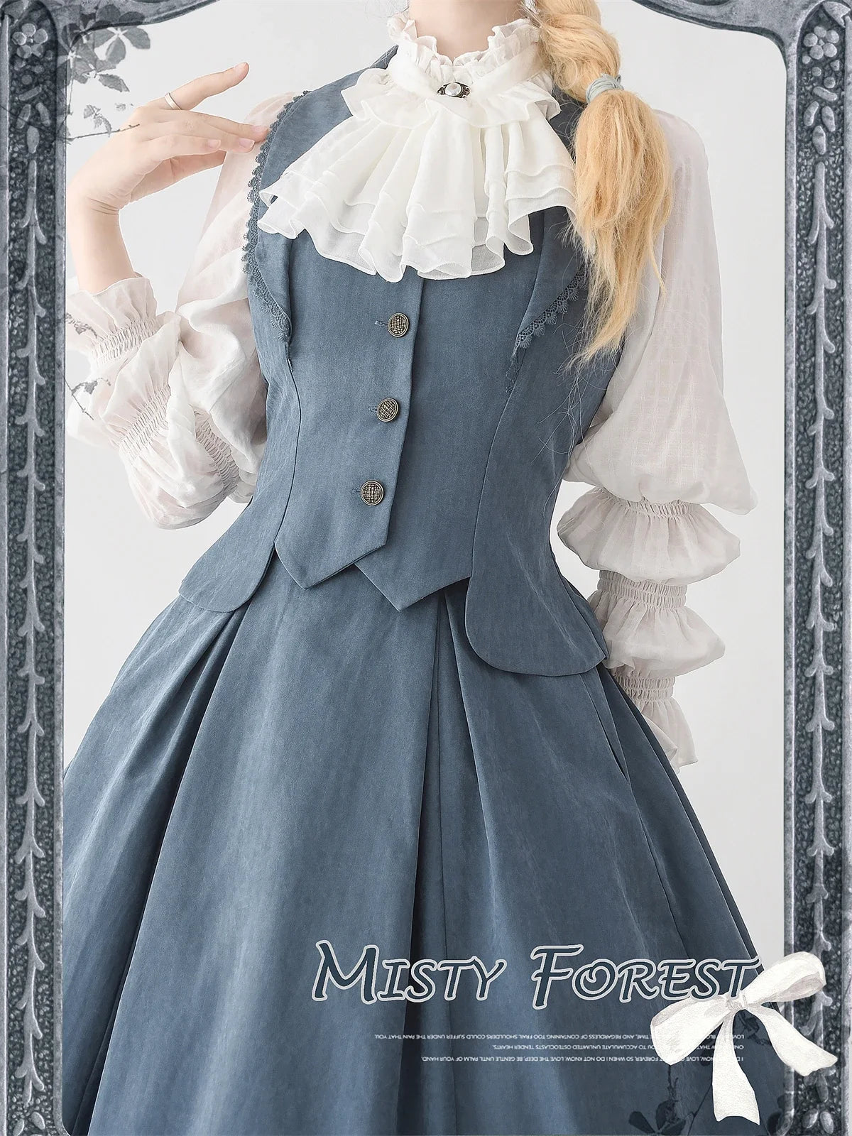 Autumn Winter Clothing Set Ladies Elegant Long Sleeve White Shirt Blouses Retro Vest with Fishbone Skirt Lolita 3 Piece Outfits