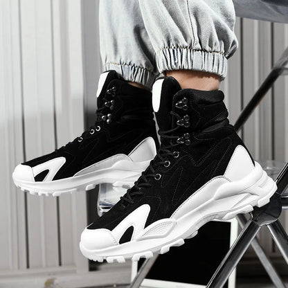 Fashion Men's Boots Comfortable Men Casual Shoes Breathable High Top Sneakers for Outdoor Non Slip Ankle Boots Platform Sneakers