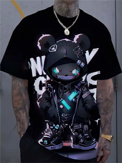 Men's T-Shirts Personalized Hip Hop Bear Pattern 3D Print Tops Tees Summer New Streetwear Oversized Unisex tShirt Men Clothes