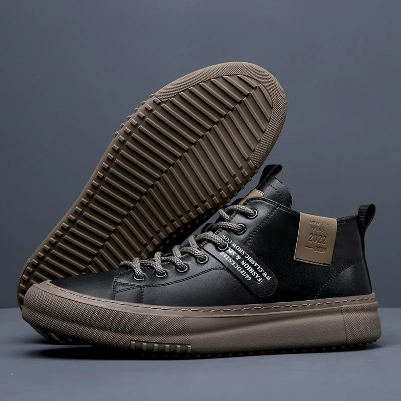 Men's Shoes 2025 New Soft-Soled Sports Mid-High Top Sports Shoes Business Casual Fashion Thick-Soled Shoes Versatile Lightweight Trbottomyy Shoes