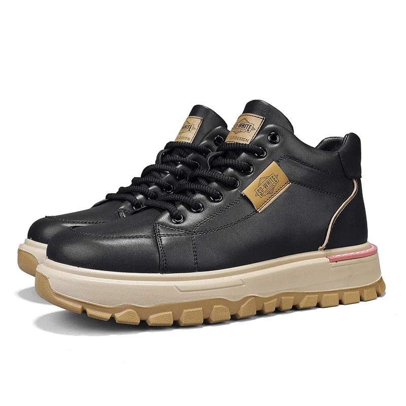 Men's Boots High Top Boots Mens Skateboard Shoes Anti Slip Man Sneakers Thick Bottom Lace Up Ankle Boots for Men Walking Shoes