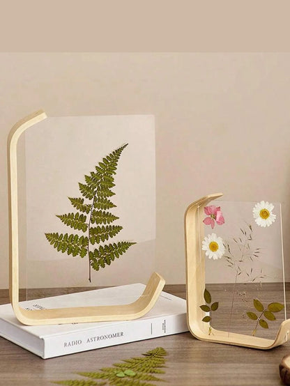 Eco-Friendly Wood & Acrylic Photo Frame - Customizable Double-Sided Display for Home Decor/Wedding Gifts with Plan Preservation