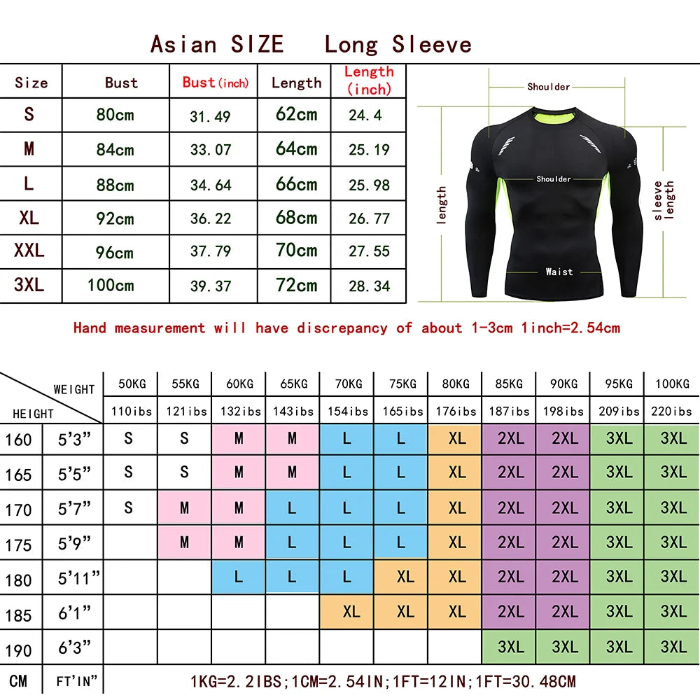 Men Bodybuilding Sports T-Shirt Quick Dry Running Shirt Long Sleeve Compression Top Gym T Shirt Men Fitness Tight Rashgad