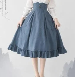 Autumn Winter Clothing Set Ladies Elegant Long Sleeve White Shirt Blouses Retro Vest with Fishbone Skirt Lolita 3 Piece Outfits