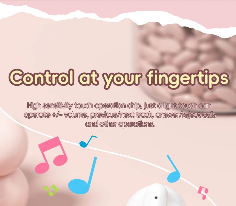 EBL19 Tws Wireless Bluetooth Headset Transparent Case Cute Hello Kitty Design Stereo Sound Earphones for All Smartphones