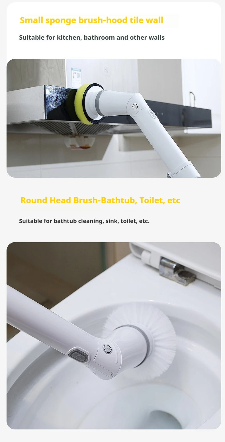 6 -in -1 Electric Cleaning Electric Rotation Cleaning Brush Kitchen Bathroom Home Cleaning Tool Multifunctional Cleaning Brush