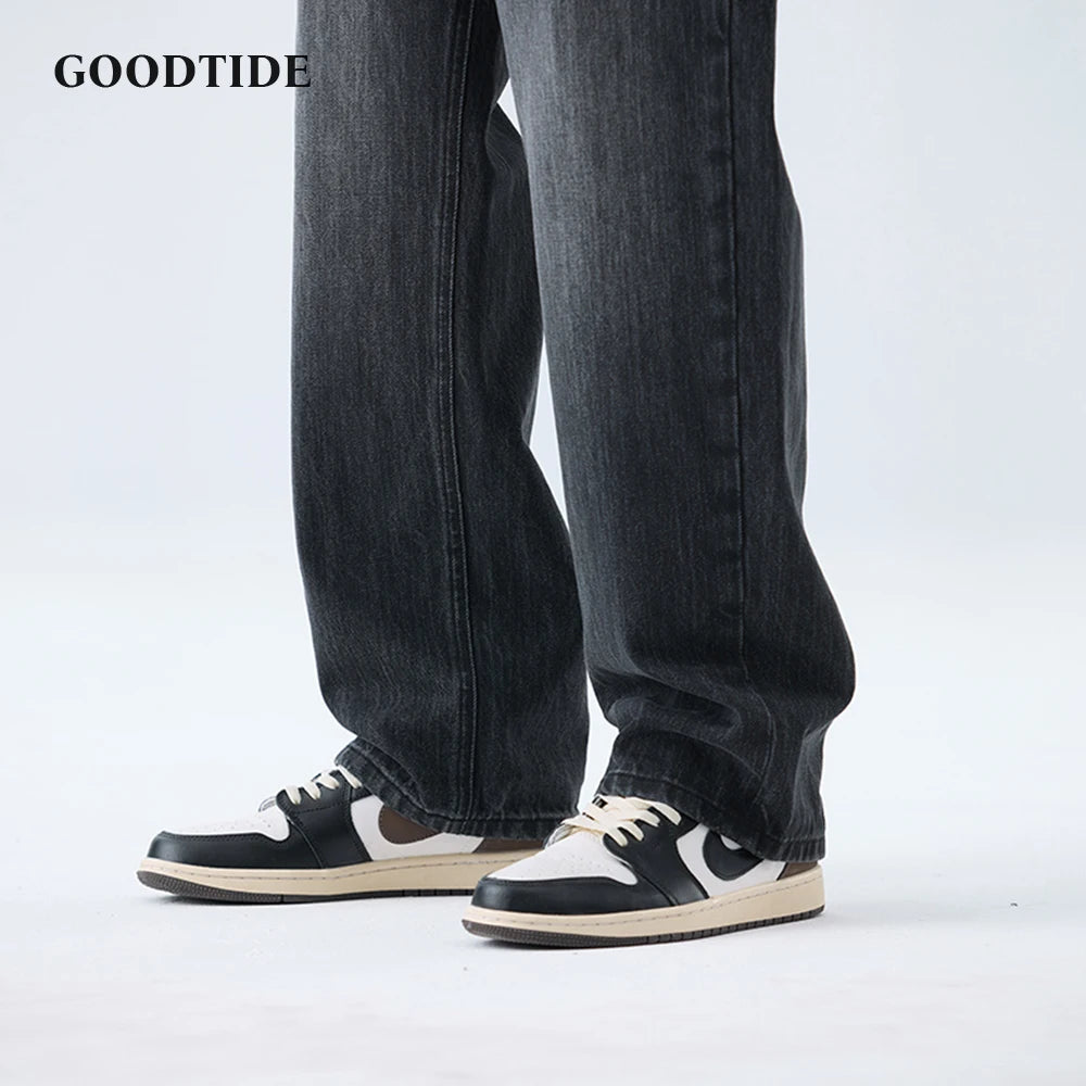 Fashionable Men's Washed Straight Jeans 2025 Autumn New Embroidered Letter Pattern Loose Denim Casual Pants Size 28-40