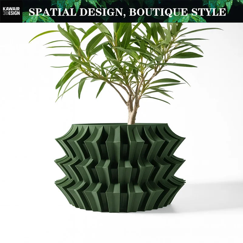 3D Printed Eco-Friendly Irregular Geometry Plant Pot Textured Lines Biodegradable maceta for Home Decoration  Sustainable Gift