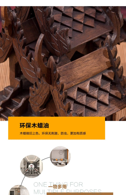 Eco-Friendly Solid Wood Carved House Ornament, Pure Handmade, Living Room, Bedroom Decor, Insect Proof Wood Wax Oil Finished