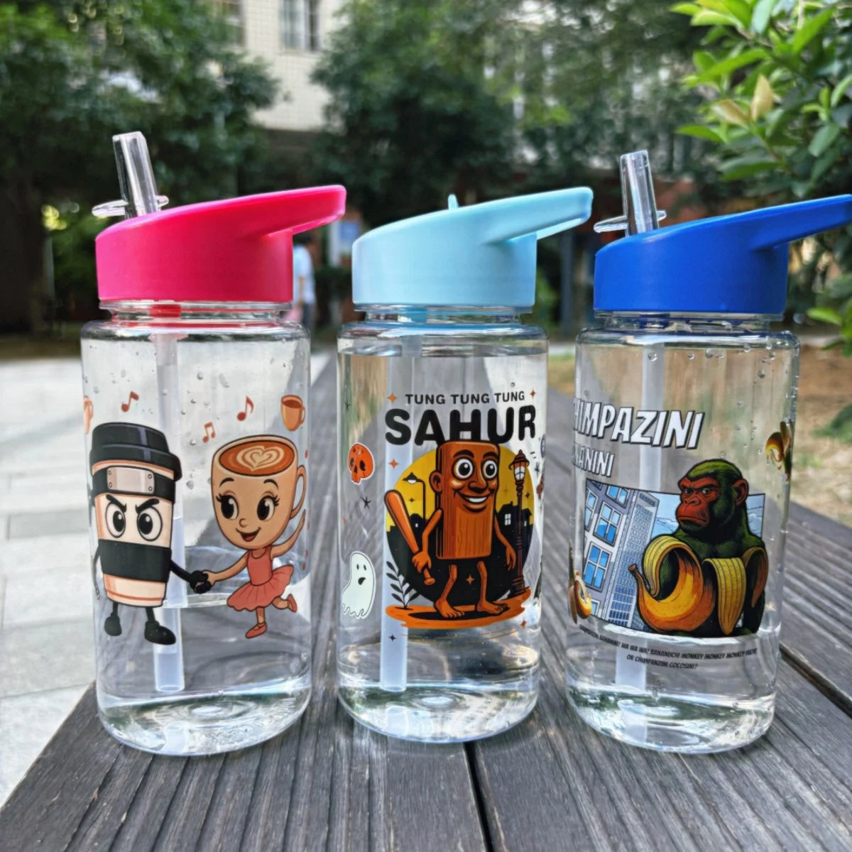 500ML Italian Brainrot Water Bottle Outdoor Drinking Cartoon Sports Cups Tung Tung Tung Sahur Tralalero Tralala Christmas Gift