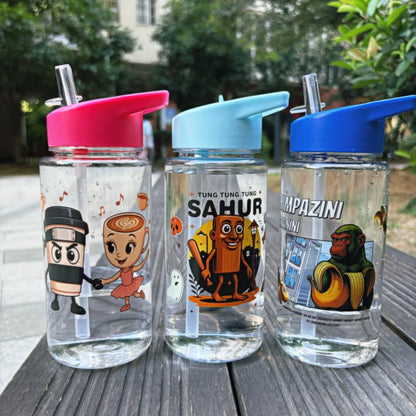 500ML Italian Brainrot Water Bottle Outdoor Drinking Cartoon Sports Cups Tung Tung Tung Sahur Tralalero Tralala Christmas Gift
