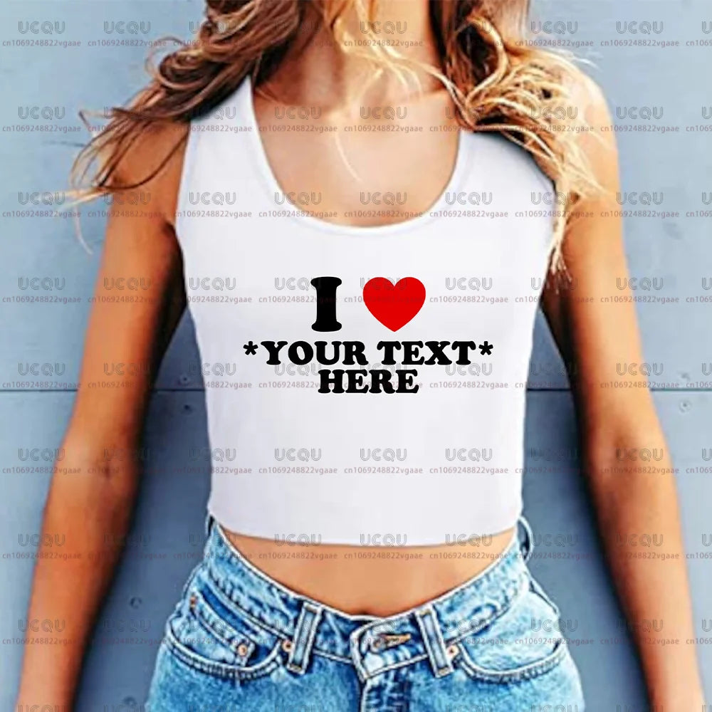 Custom I Heart Shirt Personalized I Love Crop Top Tank Top Fitted Racerback Tank Tee  gift Baby Sexy Clothes Vest Singlet New