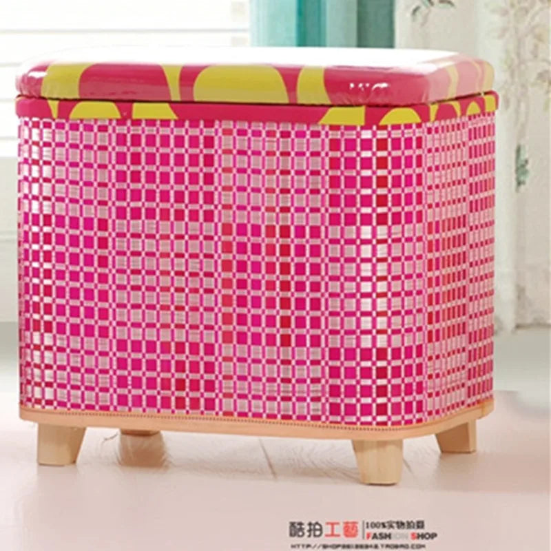 Eco-Friendly Bamboo Woven Storage Stool Wooden Multi-Functional Organizer Box Sofa Bench for Hallway Balcony Shoe Footrest