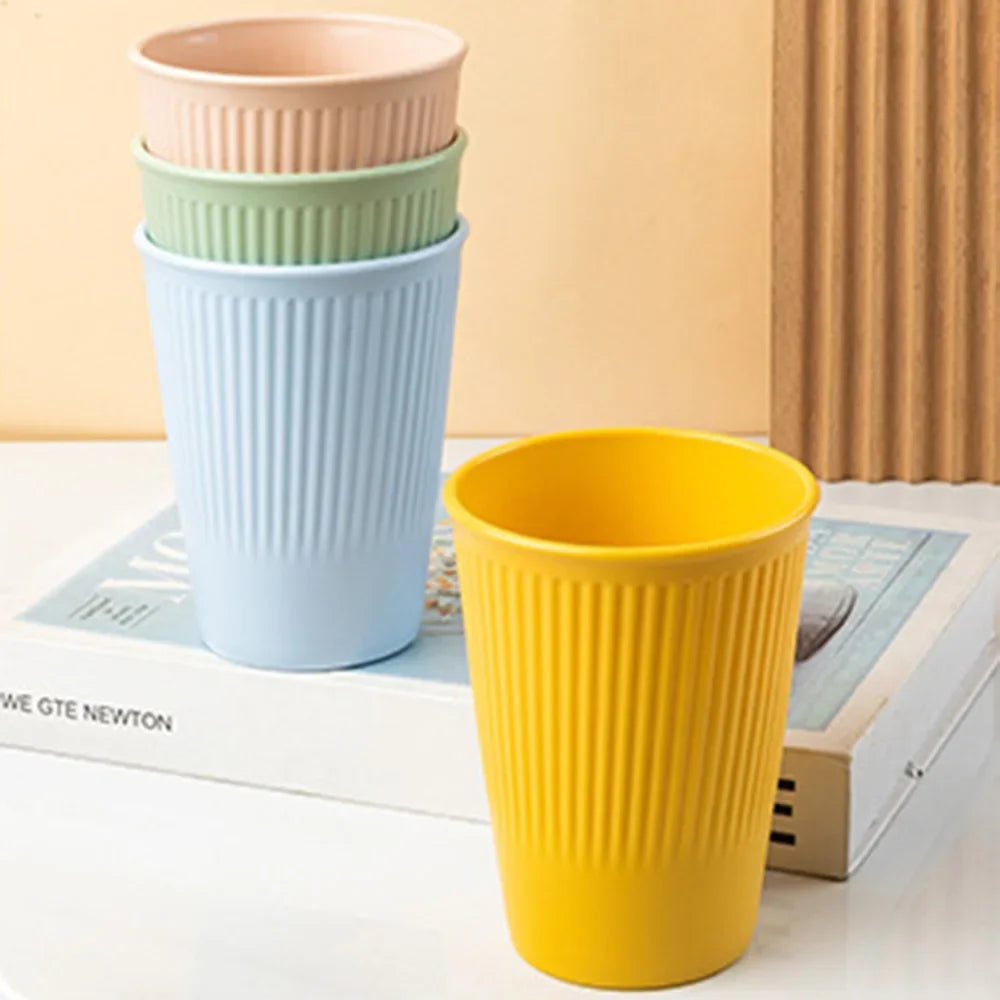 Eco-Friendly Wheat Straw 6Pcs/Set Unbreakable Multi-Purpose Drinking Cups Biodegradable Round Toothbrush Cup BPA-Free