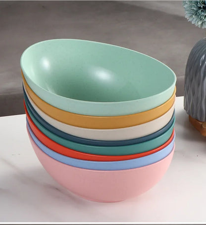 Eco-Friendly Wheat Straw Household Bowl Large Kitchen Fruit Salad Vegetable Dish Creative Microwavable Food Bowl Hot Sale