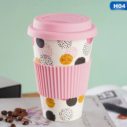 401-500ml Eco Friendly Bamboo Reusable Travel Cup For Outdoor Portable Mug Tea Coffee Cup Coffee Tea Water Juice Mug Flask Gift