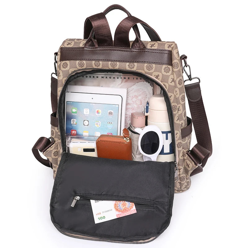 Anti Theft Letter Printed Backpack With Multifunctional Large Capacity Travel Backpacks High Quality Leather Mochilas SchoolBag