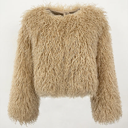 Fur Coat Eco-friendly Fur Jacket New Style Solid Color Women Clothing Cropped Jacket Direct From Manufacturer Eco-friendly Fur