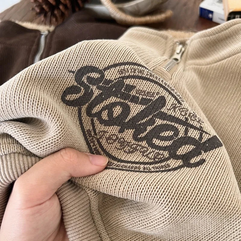 Boys Hoodies Sweatshirts Cotton Thicken Velvet 2024 Khaki Warm Winter Autumn Windproof Baby's Kids Children's Clothing