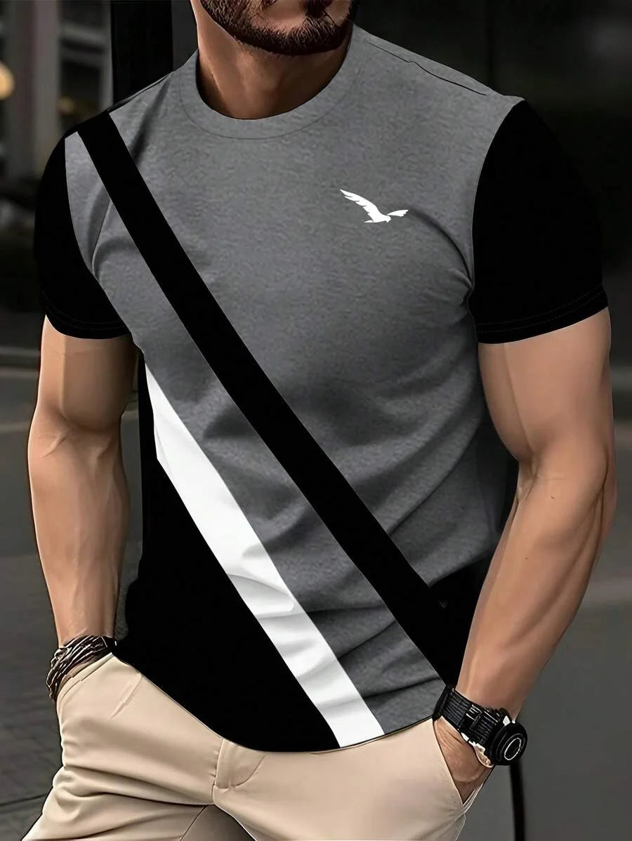 A men's personalized pattern printed short-sleeved T-shirt for comfortable and breathable summer wear