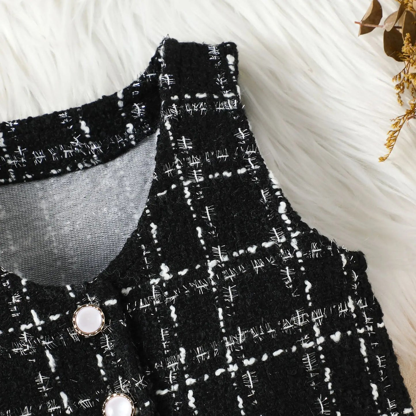 Autumn Winter Fashion Kids Outfits Set Toddler Long Sleeve Lace Tops Plaid Vest Jacket With Skirts For Girls Casual Elegant Wear