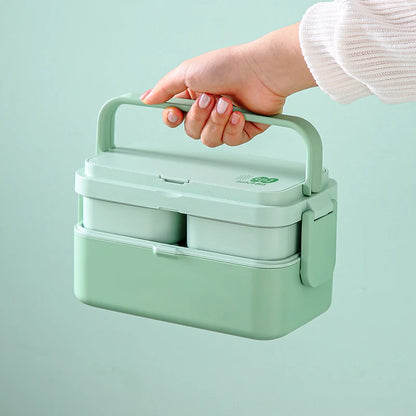 Eco-Friendly Bamboo Fiber Lunch Box Microwave Leakproof Bento Container for School/Office/Picnic Portable Food Storage Container