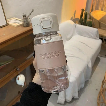 500ml Creative Water Bottle with Straw Portable Plastic Pop-Up Cover Water Cup for School Kids Leak-Proof Cute Drinking Bottle