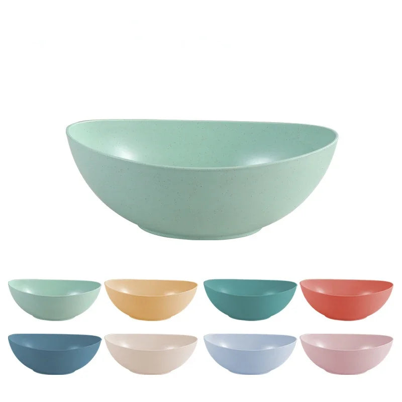 Eco-Friendly Wheat Straw Household Bowl Large Kitchen Fruit Salad Vegetable Dish Creative Microwavable Food Bowl Hot Sale