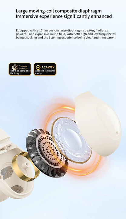 Lenovo Wireless Sport Earbuds Active Noise Cancelling Clip on Comfortable Headphones with Long Battery Life Hi-Fi Sound Bt 5.4