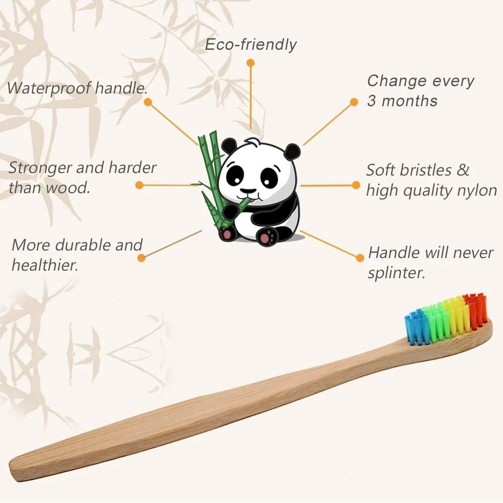 Bamboo Toothbrushes 100Pcs Eco Friendly Resuable Toothbrush Adult Wooden Soft Tooth Brush Eco Friendly Vegan