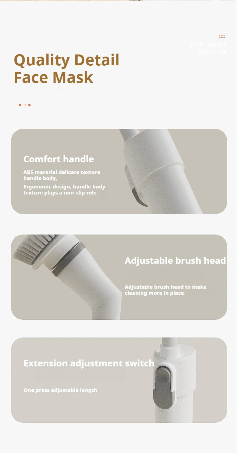 6 -in -1 Electric Cleaning Electric Rotation Cleaning Brush Kitchen Bathroom Home Cleaning Tool Multifunctional Cleaning Brush