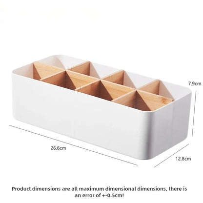 Eco-Friendly Bamboo & Wood Storage Box-Removable Multi-Use Organizer Basket for Home, Kitchen & Bathroom-Large Capacity Storage