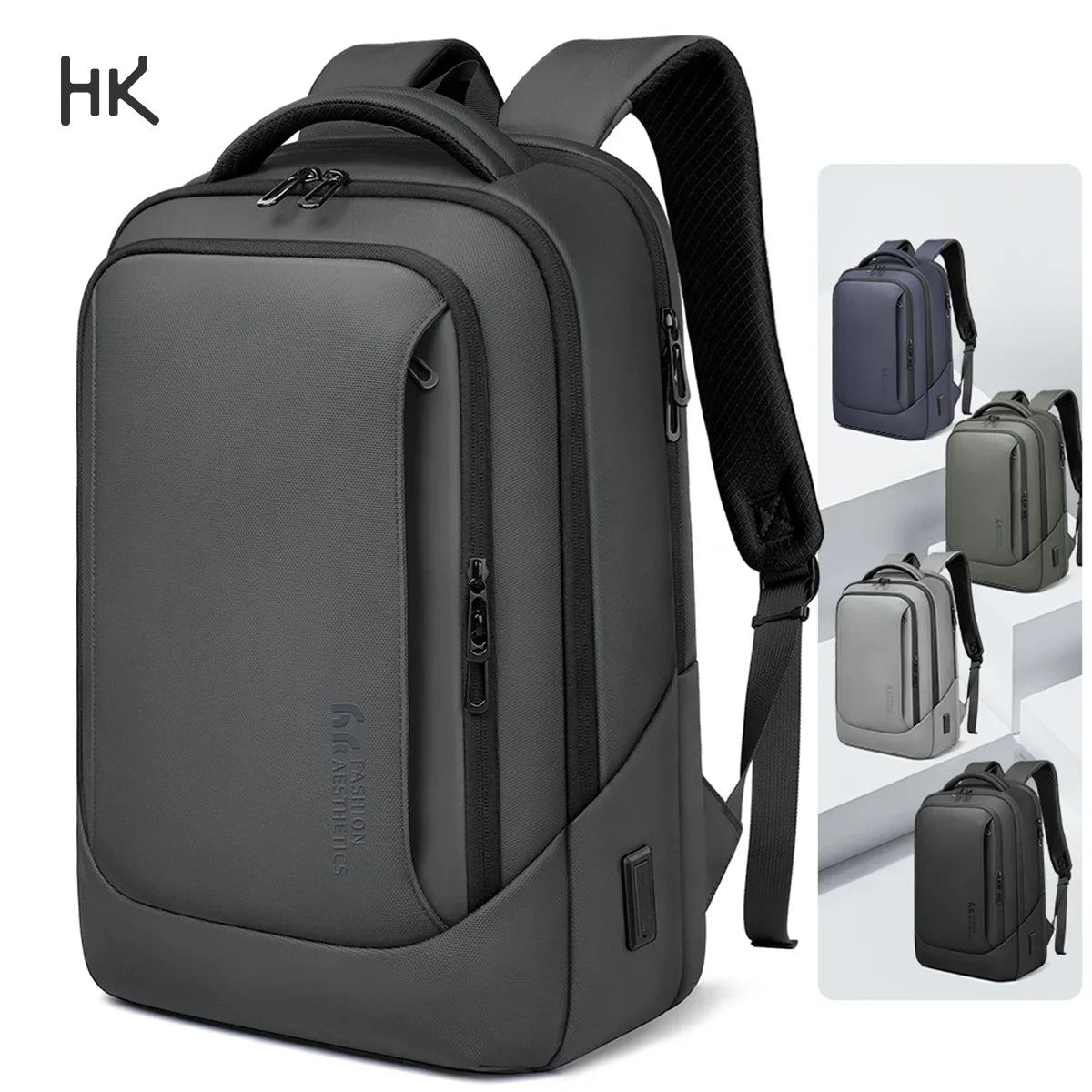 HK Business Backpack Multifunctional Men's 15.6" Laptop Bag Large Capacity Travel Backpacks Waterproof School Bags Work Rucksack