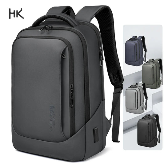 HK Business Backpack Multifunctional Men's 15.6" Laptop Bag Large Capacity Travel Backpacks Waterproof School Bags Work Rucksack