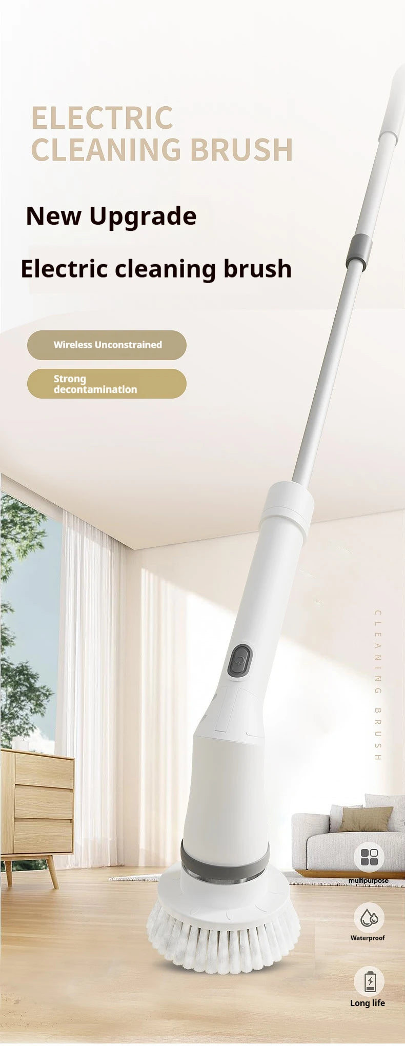 6 -in -1 Electric Cleaning Electric Rotation Cleaning Brush Kitchen Bathroom Home Cleaning Tool Multifunctional Cleaning Brush