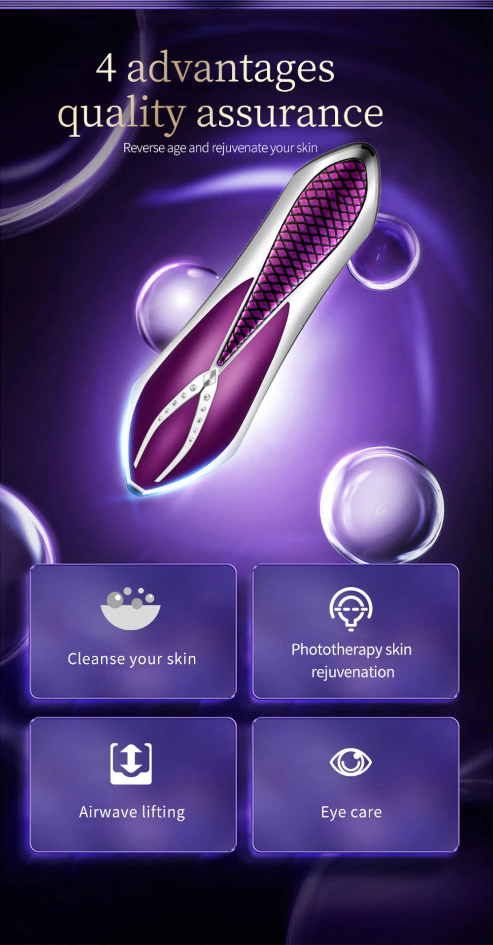 Portable Beauty Device Ems R&f Home Use Face Beauty Purple Facial Beauty Device skin care