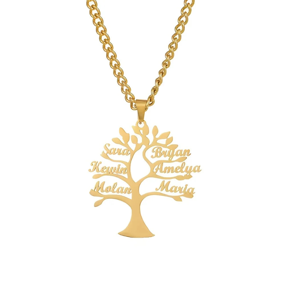 Custom Tree of Life Necklace Personalized Name Multiple Name Family Member Stainless Steel Necklace Jewelry Mother's Day Gift