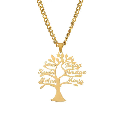 Custom Tree of Life Necklace Personalized Name Multiple Name Family Member Stainless Steel Necklace Jewelry Mother's Day Gift