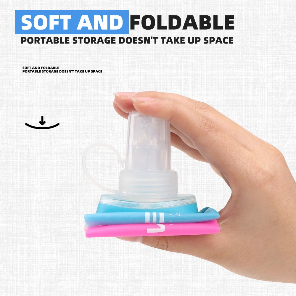 Sport Water Bottle TPU Folding Soft Flask Drink Portable Water Bottle High Flow Running Hiking Bicycle Fitness Water Bag