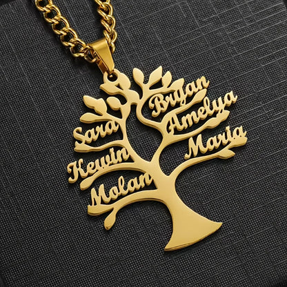 Custom Tree of Life Necklace Personalized Name Multiple Name Family Member Stainless Steel Necklace Jewelry Mother's Day Gift