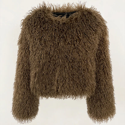 Fur Coat Eco-friendly Fur Jacket New Style Solid Color Women Clothing Cropped Jacket Direct From Manufacturer Eco-friendly Fur